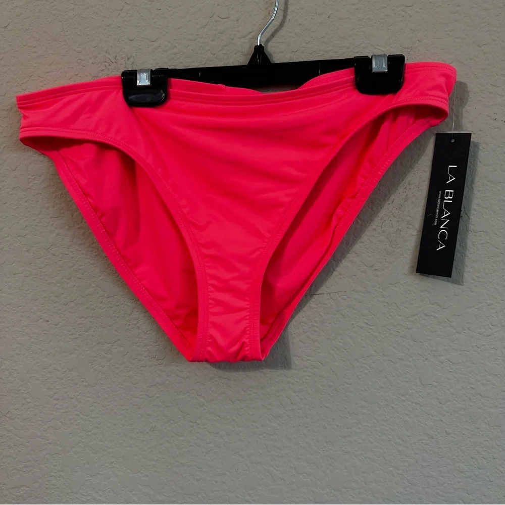 La Blanca Bikini Bottom Coral Neon Hipster Swimsuit Swim